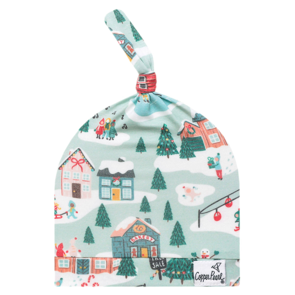 Top Knot Hat- Snowy Slopes by Copper Pearl