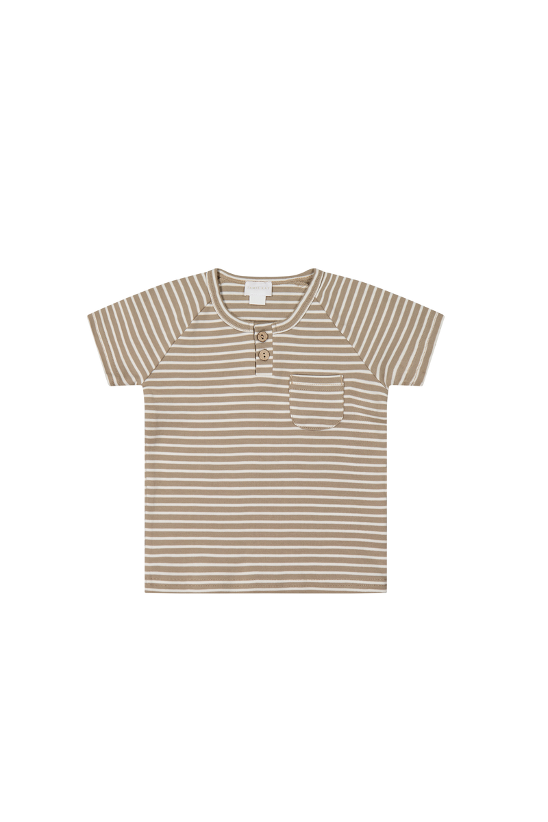 Jason Pima Cotton Tee - Cloud/Woodsmoke Stripe by Jamie Kay