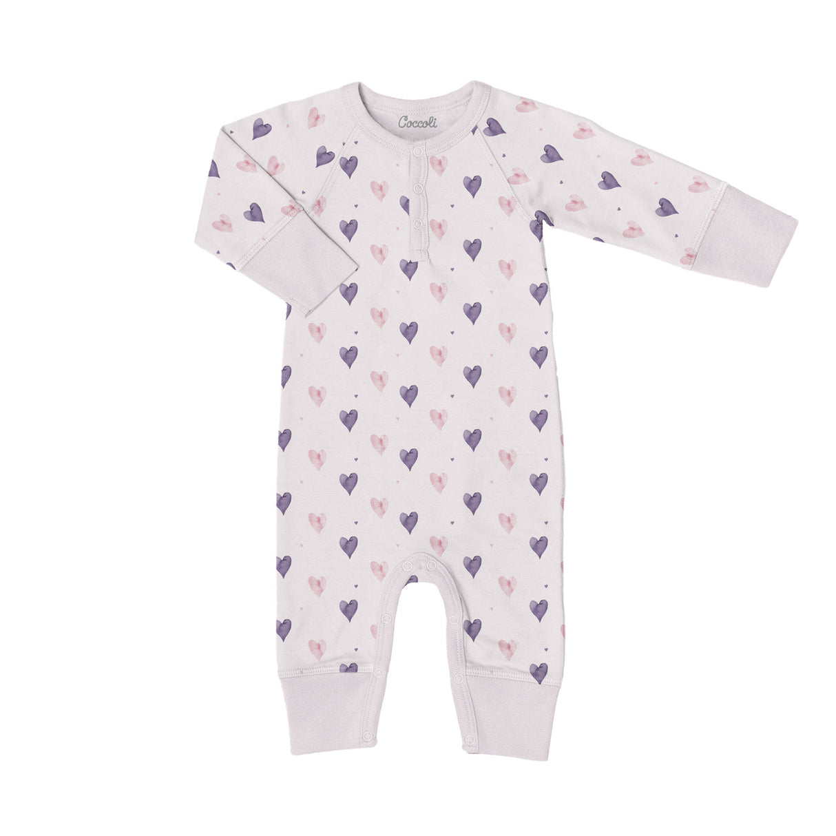 Modal Unionsuit- Pink Hearts by Coccoli