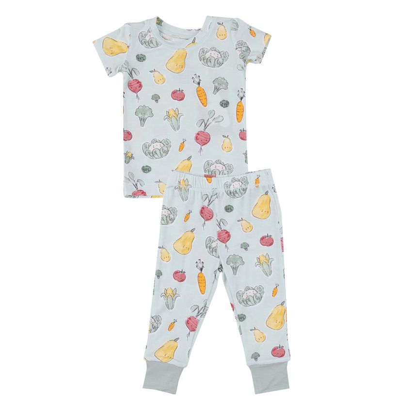 Short Sleeve Lounge Wear Set - Watercolor Baby Veggies by Angel Dear