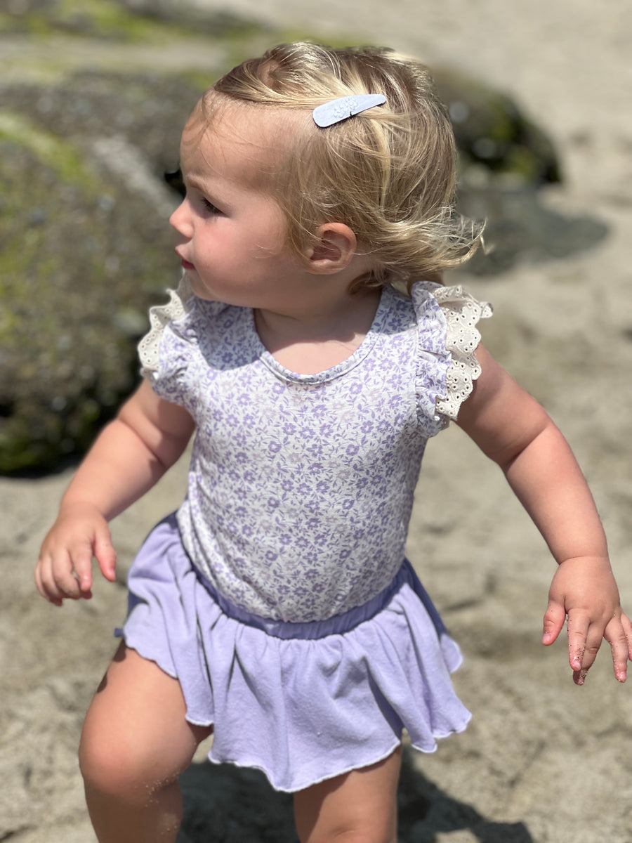 Amber Onesie in Lavender Ditsy Floral by Vignette