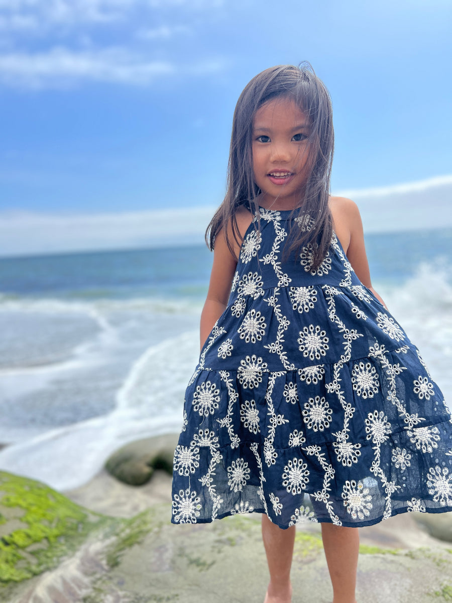 Maleia Dress in Navy Eyelet by Vignette