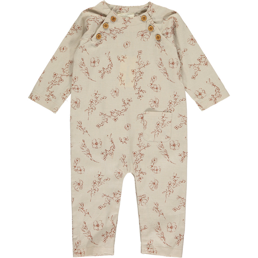 Jojo Pocket Romper in Oatmeal Floral by Vignette