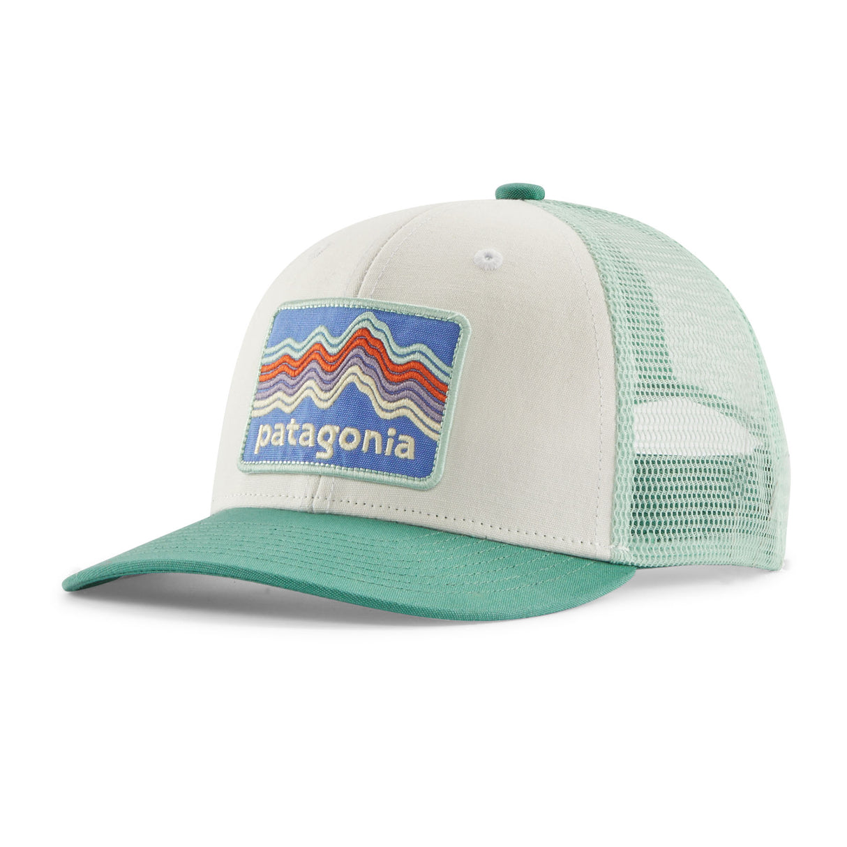 Kids' Trucker Hat -Ridge Rise Stripe: Heartleaf Green by Patagonia
