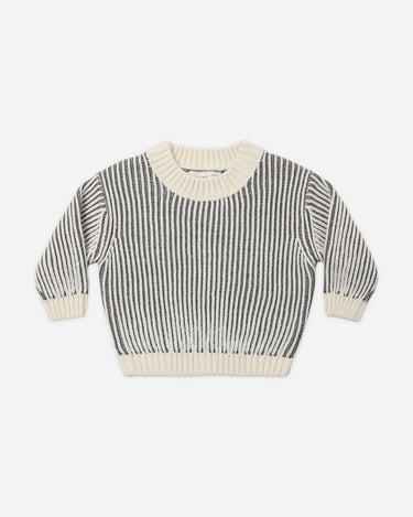Relaxed Knit Sweater || Midnight Stripe by Quincy Mae