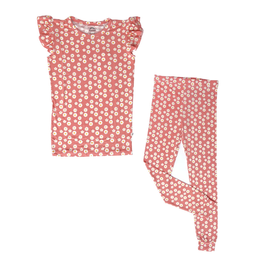 Rose Daisy Two-Piece Flutter Sleeve Bamboo Short Sleeve Pajama by Emerson and Friends