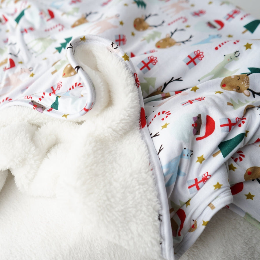 Santa and Friends Twin Snuggle Size Bamboo and Fleece Throw by Emerson and Friends