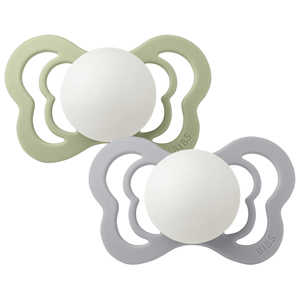 Couture GLOW Pacifiers 2 Pk- Sage/Cloud by Bibs