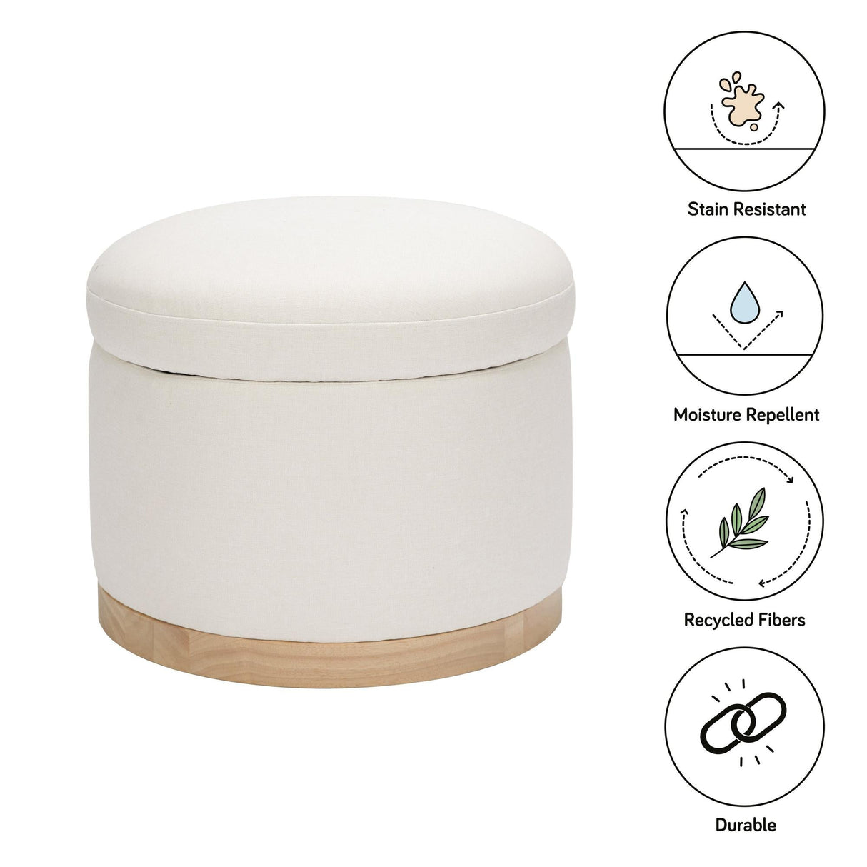 Babyletto Naka Storage Ottoman in Eco-Performance Fabric | Water Repellent & Stain Resistant