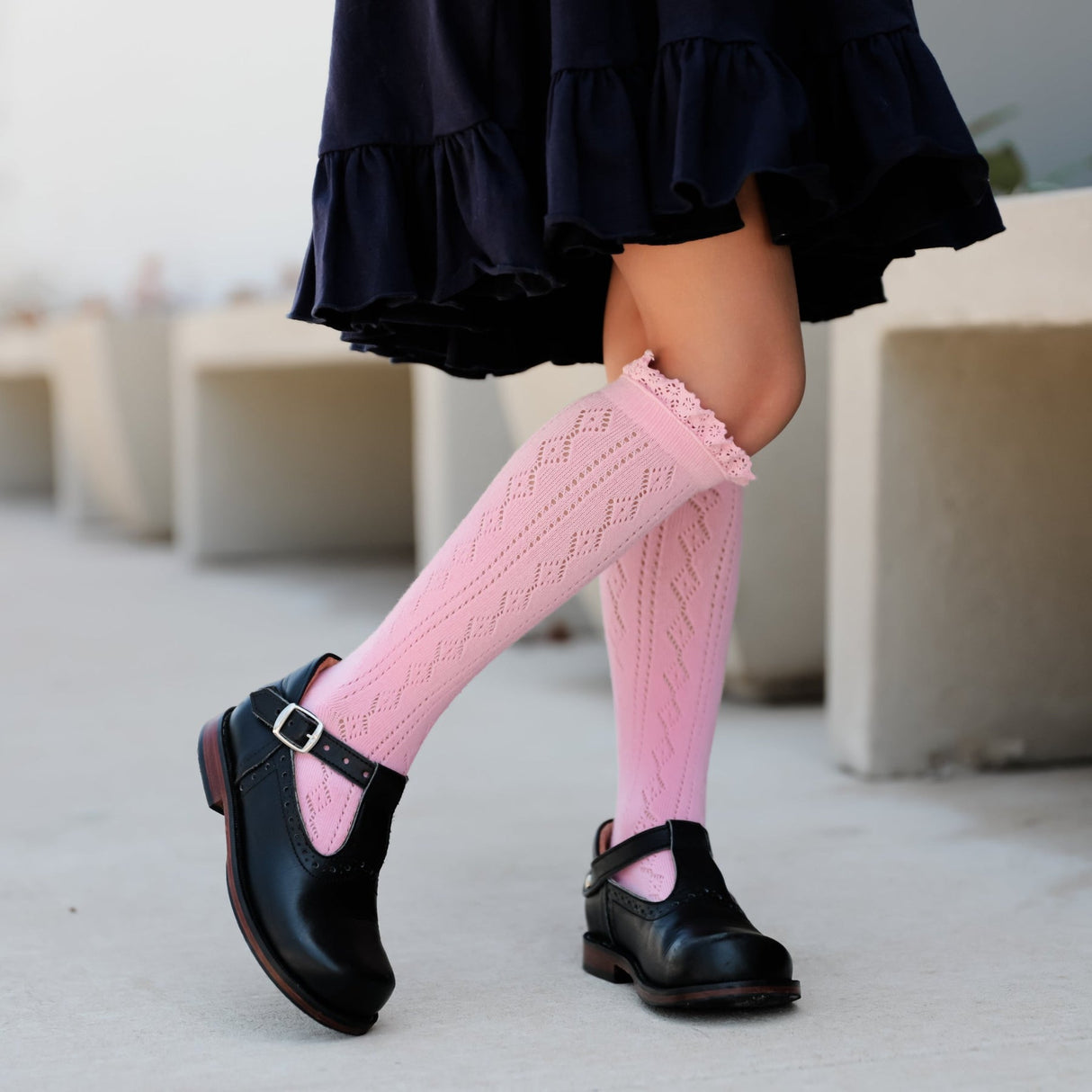 Blossom Fancy Lace Top Knee High Socks by Little Stocking Co.