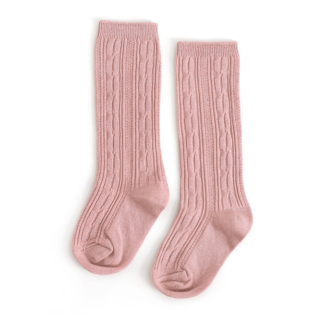 Blush Cable Knit Knee High Socks by Little Stocking Co.