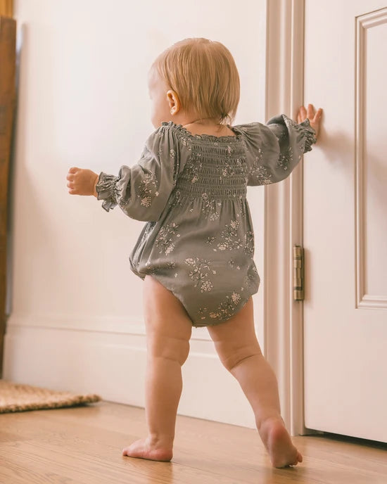 Autumn Romper || Eucalyptus French Floral by Noralee