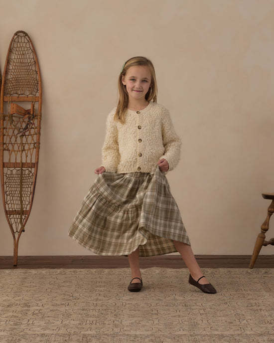 Tiered Midi Skirt || Olive Dobby Plaid by Rylee + Cru