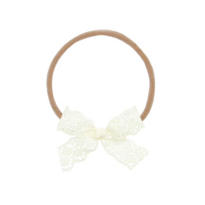 Lace Bow - Mini Ivory Headband by Lou Lou & Company