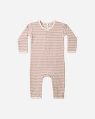 Ribbed Baby Jumpsuit || Dusty Rose Microstripe by Quincy Mae