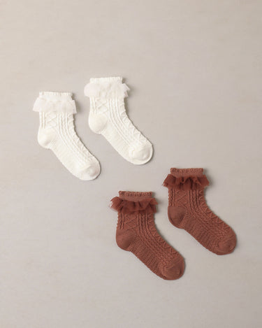 Ruffle Socks || Spice, Ivory by Noralee