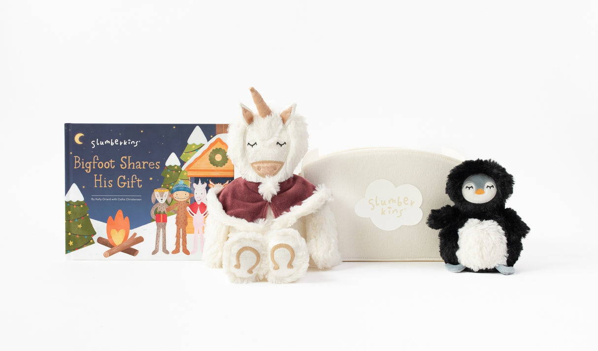 More the Merrier Holiday Set: Unicorn Kin + Penguin + Book by Slumberkins