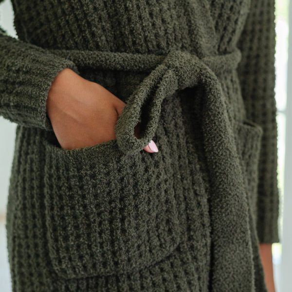 Waffle Knit Robe- Thyme by Saranoni