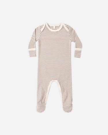Baby Footie || Cocoa Microstripe by Quincy Mae