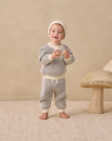 Relaxed Knit Sweater || Midnight Stripe by Quincy Mae