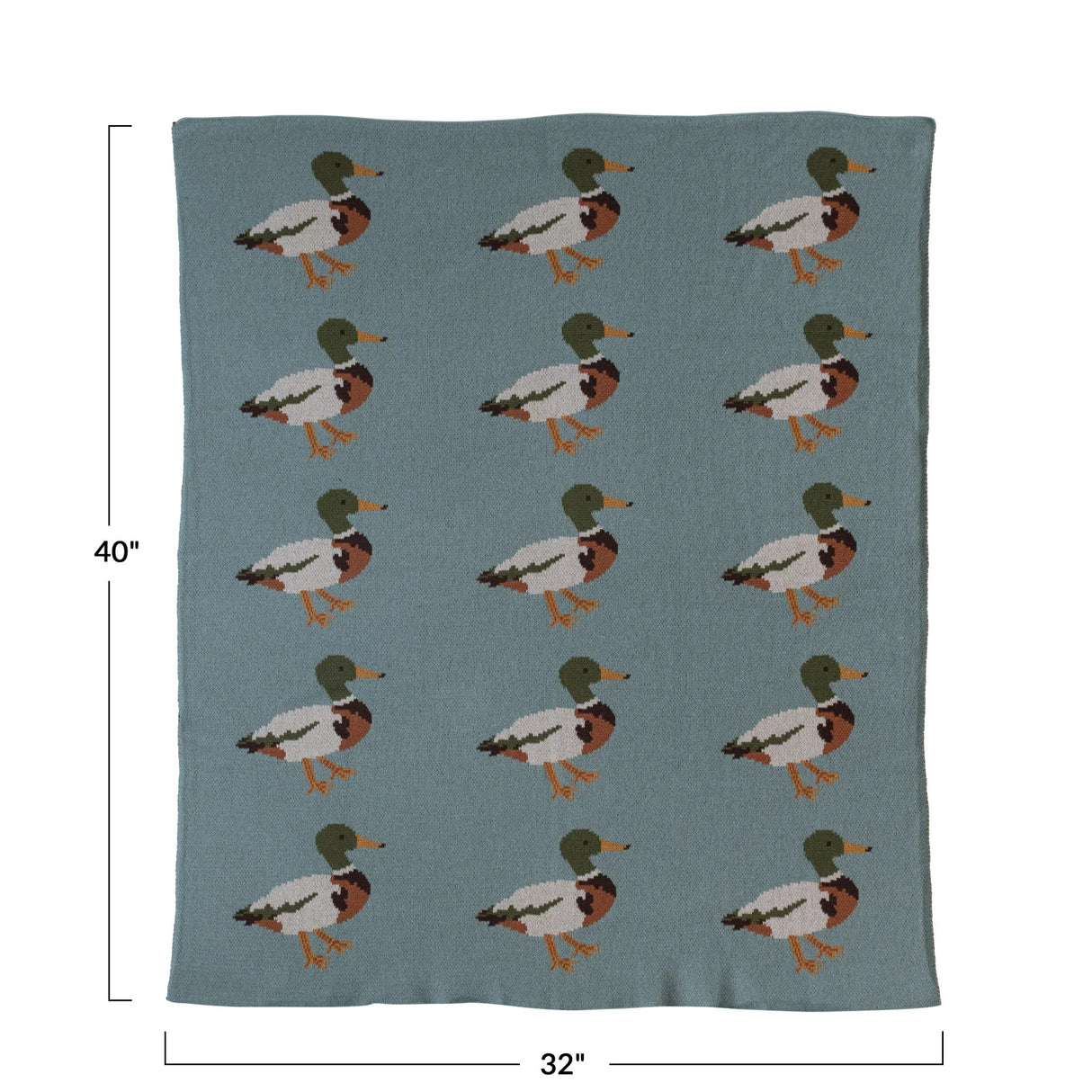 Cotton Knit Baby Blanket w/ Ducks by Creative Co-Op
