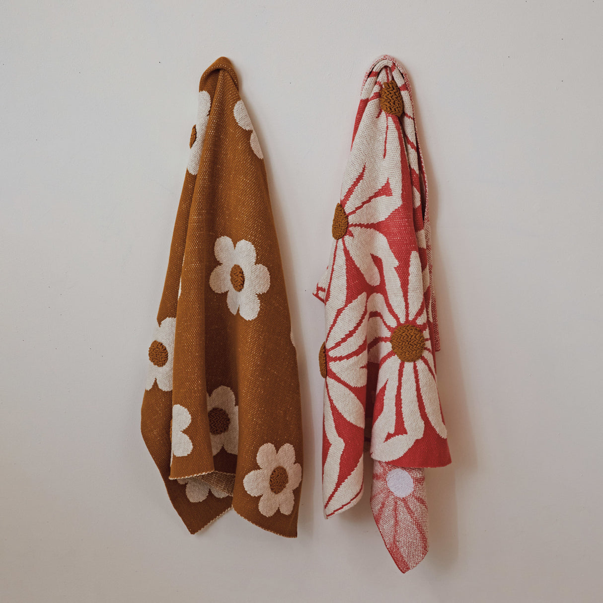 Cotton Knit Baby Blanket w/ Flowers & Tufting by Creative Co-Op