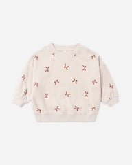 Velour Relaxed Sweatshirt || Red Bows by Quincy Mae