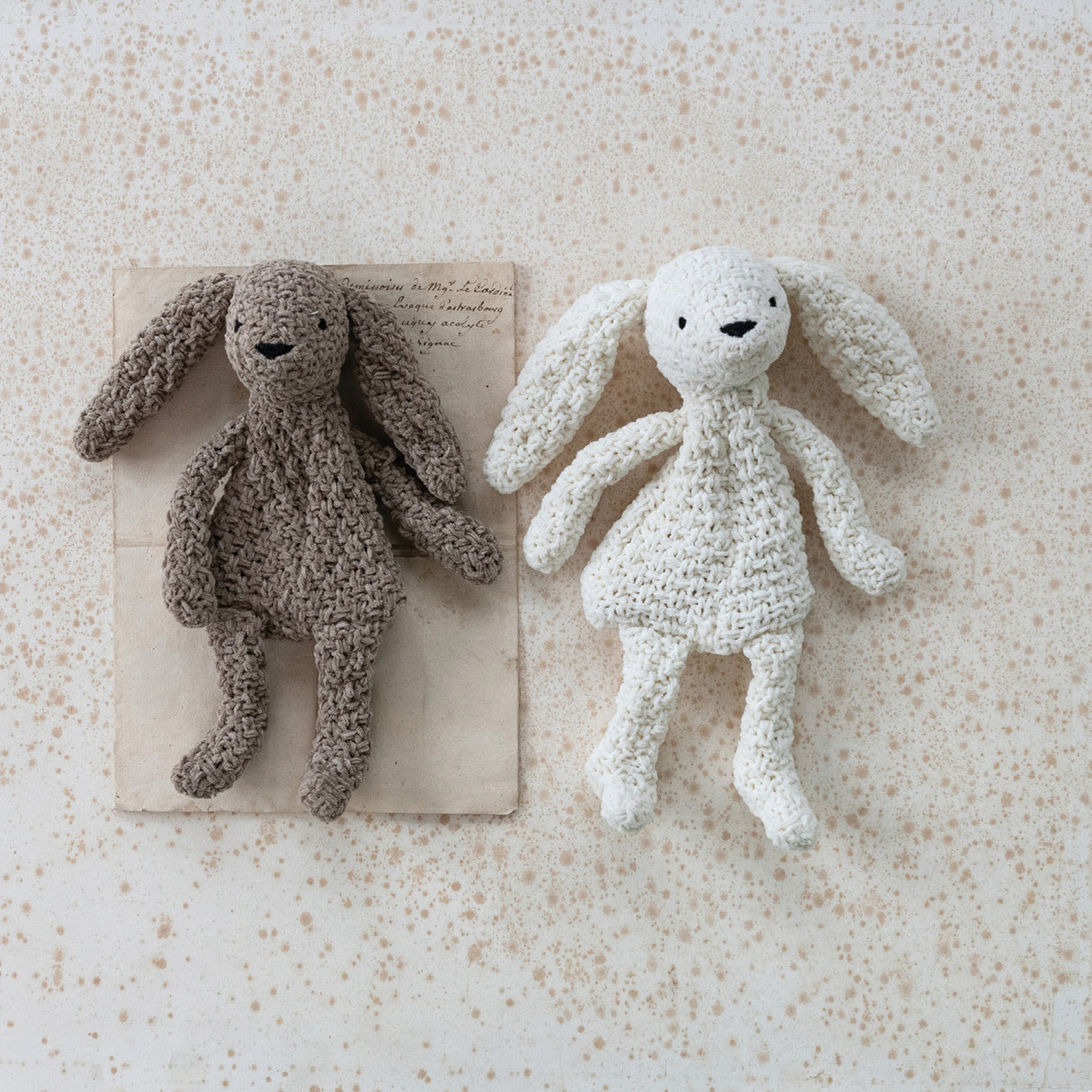 Knit Fabric Chenille Bunny Toy by Creative Co-Op