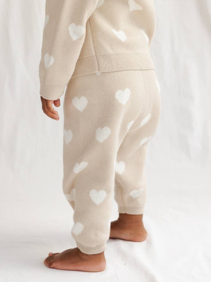 Heart Knit Pants || Oat by Quincy Mae