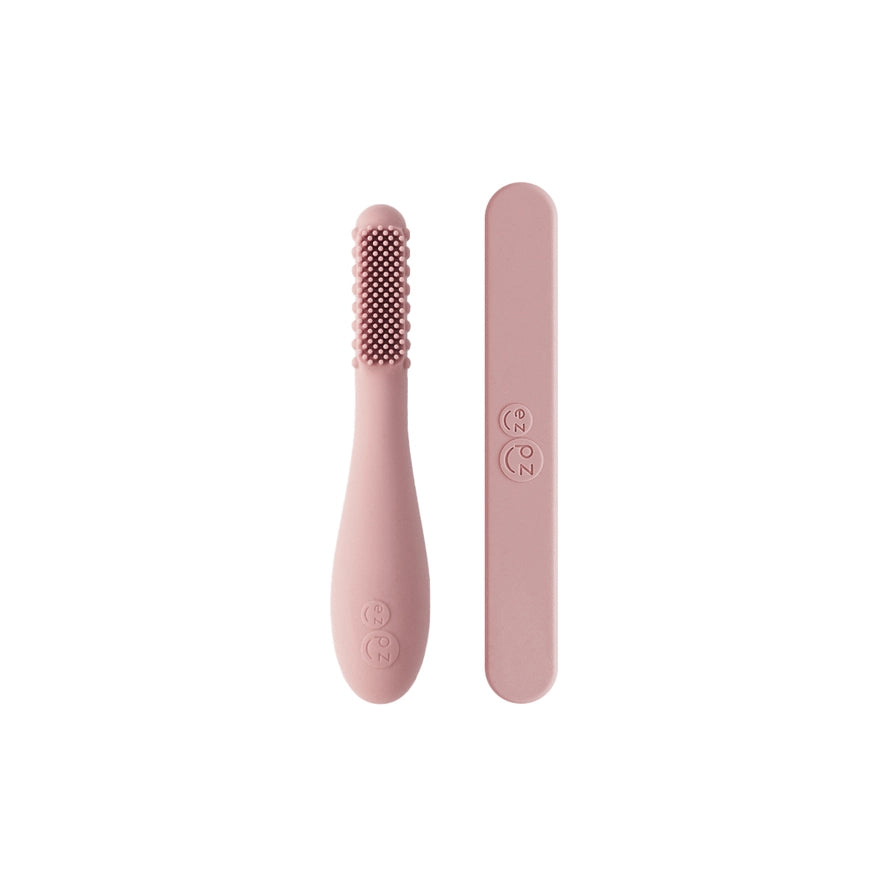 Baby-Led™ Toothbrush + Sensory Tongue Depressor Dual Pack - Blush by EZPZ