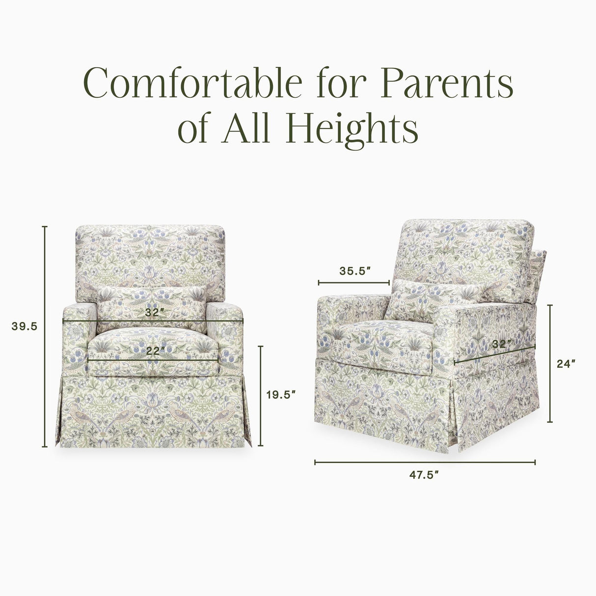Morris & Co. x Namesake Crawford Pillowback Comfort Swivel Glider