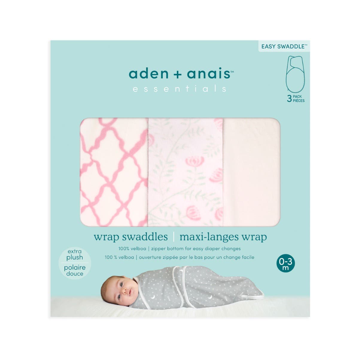 essentials velboa wrap swaddles quick change 3 pack - arts and crafts by aden + anais