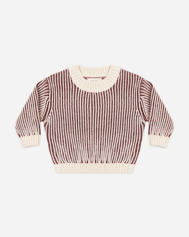 Relaxed Knit Sweater || Black Cherry Stripe by Quincy Mae