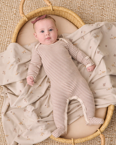 Baby Footie || Cocoa Microstripe by Quincy Mae
