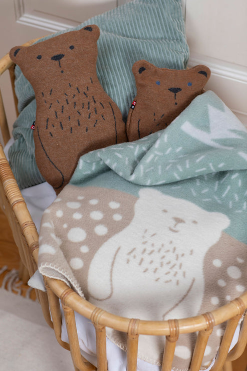 Mila Baby Blanket- Green Forest Bear by Indigo 11