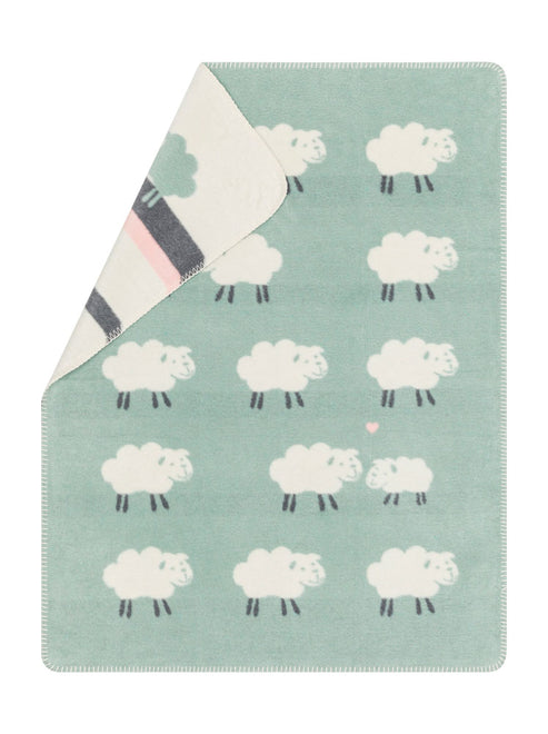 Mila Baby Blanket- Green Sheep All Over by Indigo 11