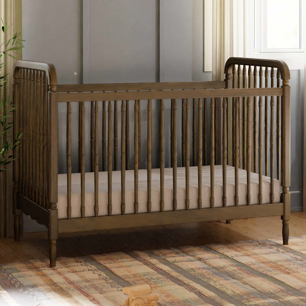 Namesake Liberty 3-in-1 Convertible Spindle Crib with Toddler Bed Conversion Kit