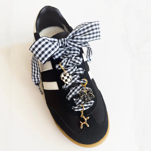 Black + White Gingham Sneaker Charm Set by Leo + Lee