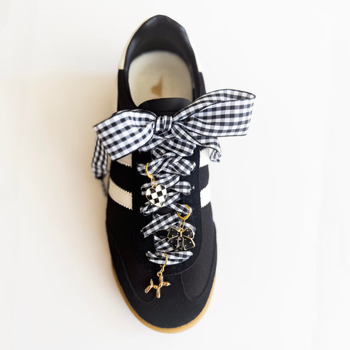 Black + White Gingham Sneaker Charm Set by Leo + Lee