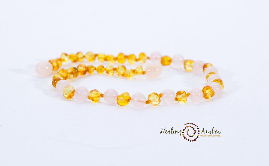 Gold Amber & Rose Quartz by Healing Amber