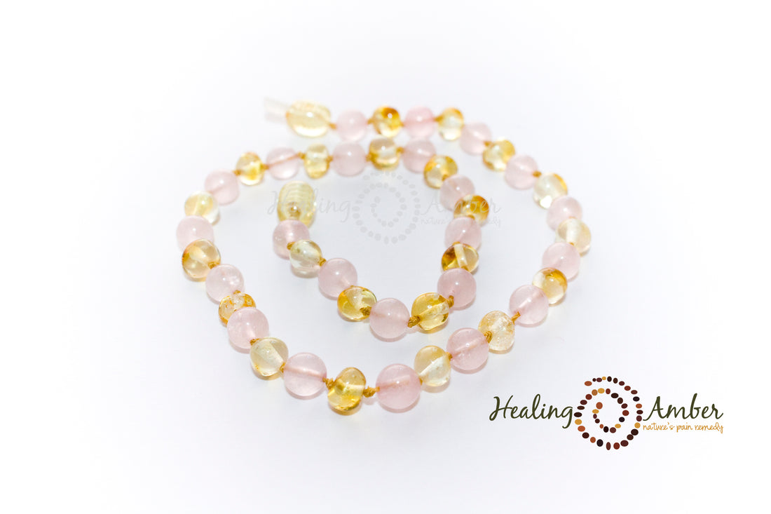Gold Amber & Rose Quartz by Healing Amber
