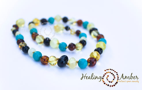 Multi Amber & Turquoise Gemstone by Healing Amber