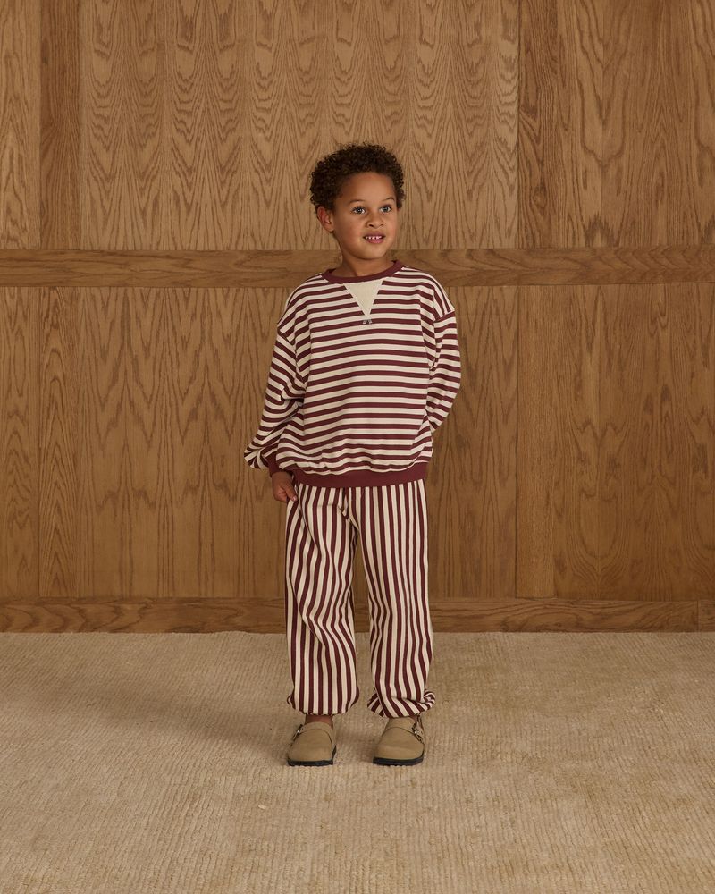 Relaxed Jogger || Burgundy Stripe by Rylee + Cru