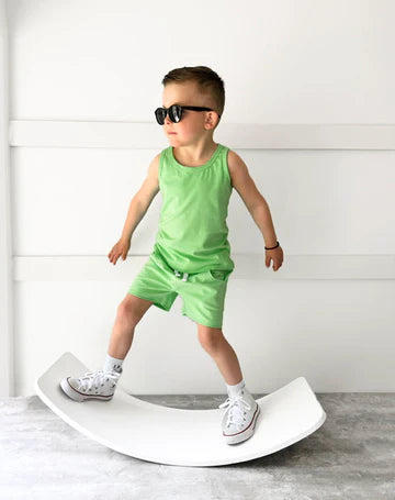 Raw Edge Harem Short - Electric Green by Little Bipsy