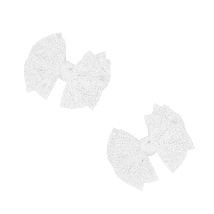 2PK TULLE BABY FAB® CLIPS - Pleated White by Baby Bling