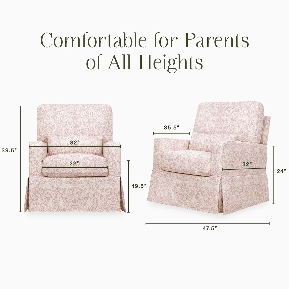 Morris & Co. x Namesake Crawford Pillowback Comfort Swivel Glider