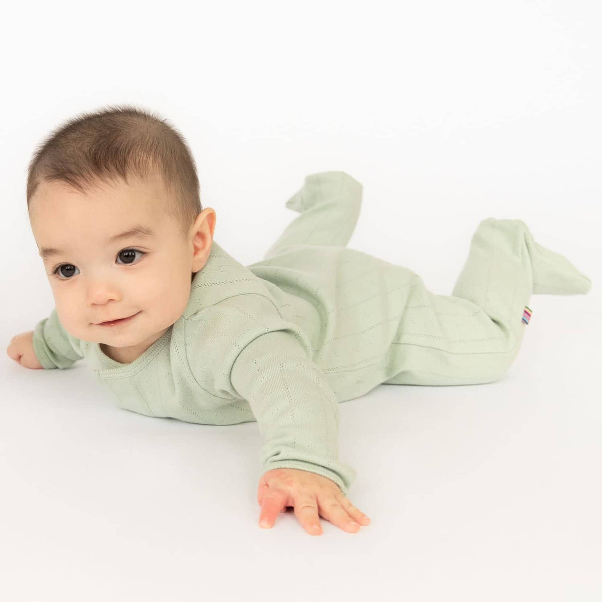 love lines seagrass organic cotton pointelle magnetic footie by magnetic me