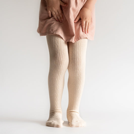 Vanilla Cable Knit Tights by Little Stocking Co.