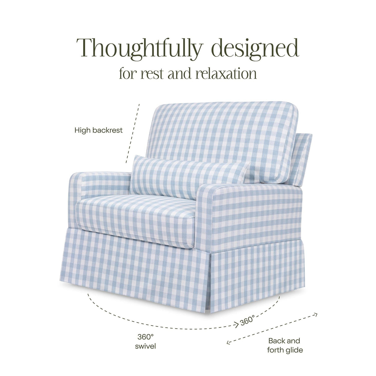 Namesake Crawford Pillowback Chair and a Half Comfort Swivel Glider
