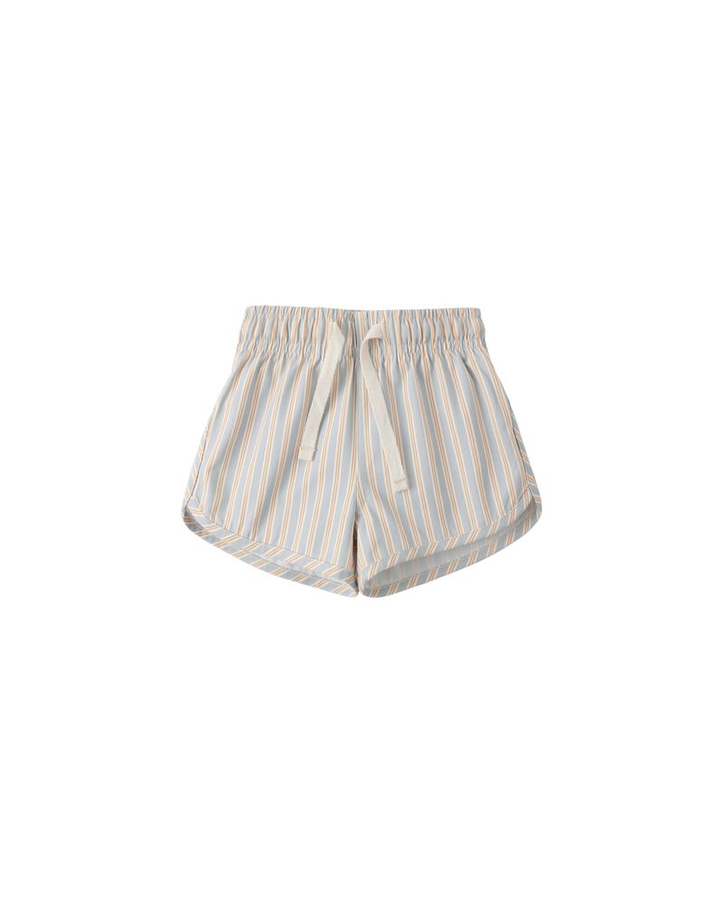 Boys Swim Short || Blue + Butterscotch Stripe by Quincy Mae